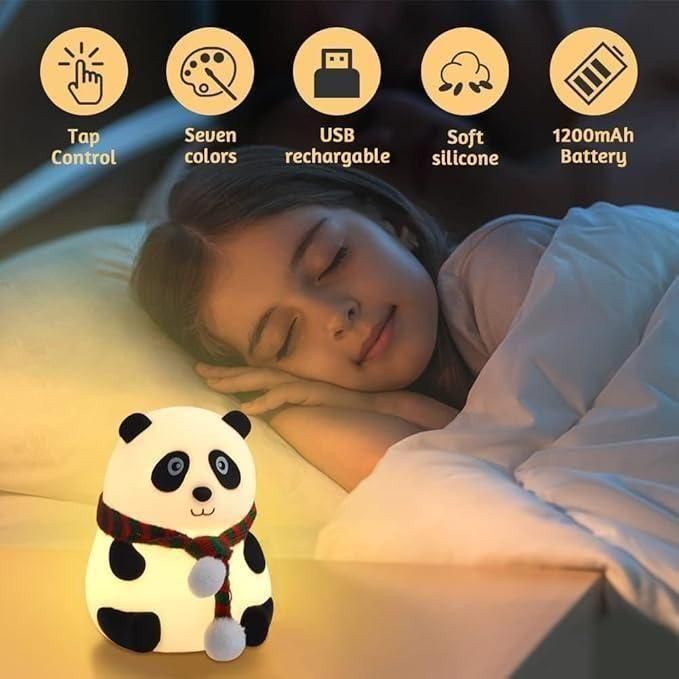 Silicone Panda Cute Night Lamp – Soft, Rechargeable, and Touch-Controlled Lighting